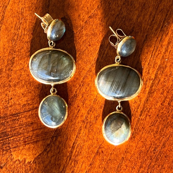 JULIE VOS BRACELET & EARRINGS SET (Aqua Blue Chalcedony & Labradorite)  *RETIRED - Picture 4 of 14